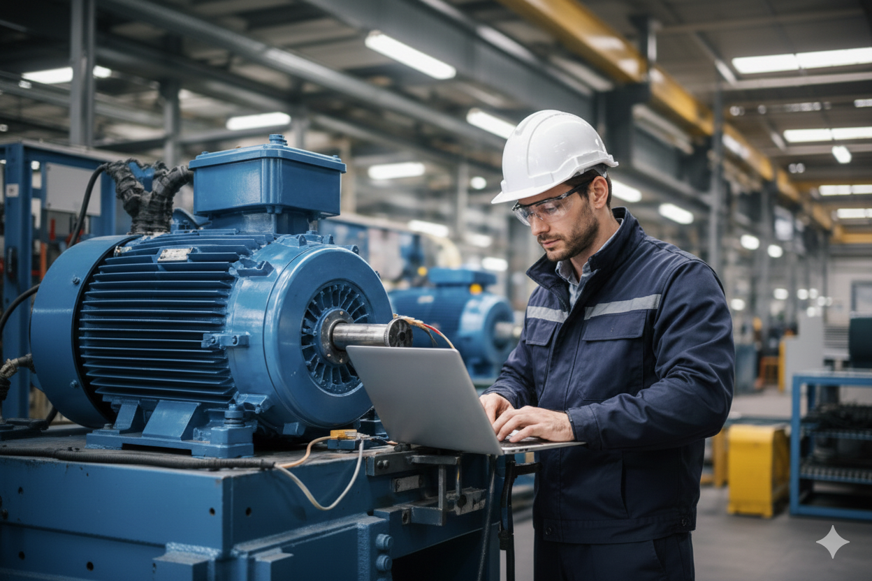 Motor eléctrico industrial preparado para diagnóstico predictivo